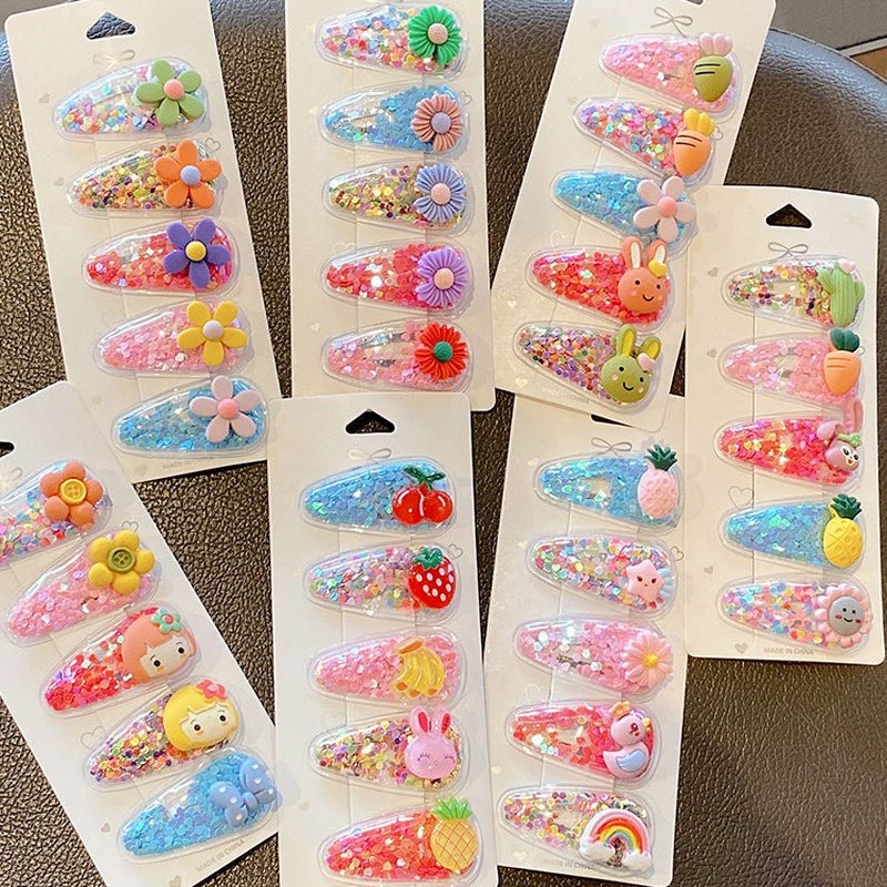 Set 5 kẹp tóc kim tuyến lấp lánh cho bé siêu yêu