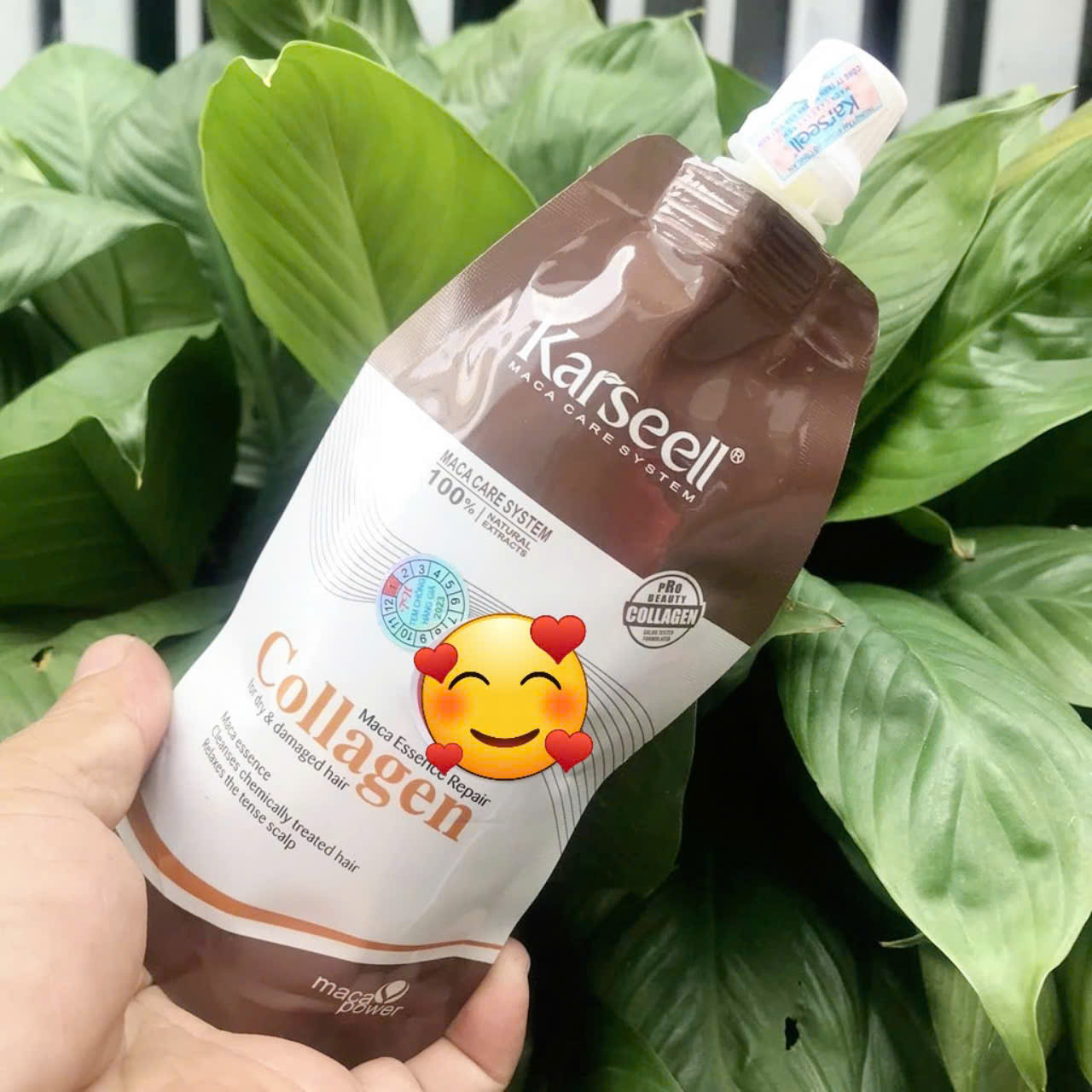 Túi nhỏ 500ml Kem hấp ủ Tóc Karseell Maca Power Collagen 500Ml Phục Hồi Hư Tổn 500ML