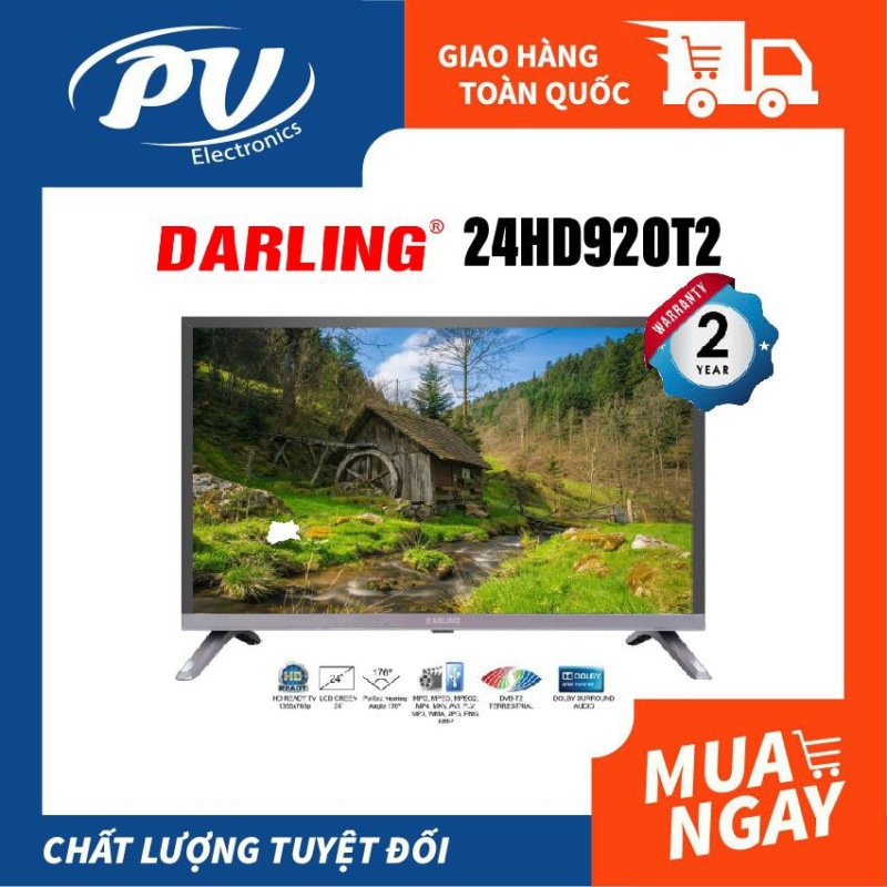 Bảng giá Tivi LED Digital DVB-T2 Darling 24 inch model 24HD920T2 (HD Ready, Truyền hình Kỹ thuật số, , màu đen) - Tivi giá rẻ - Bảo hành toàn quốc 2 năm