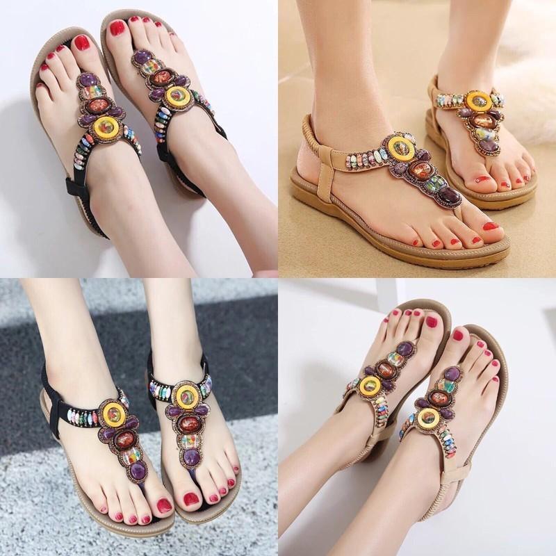 [HCM]Dép sandal đính đá thổ cẩm