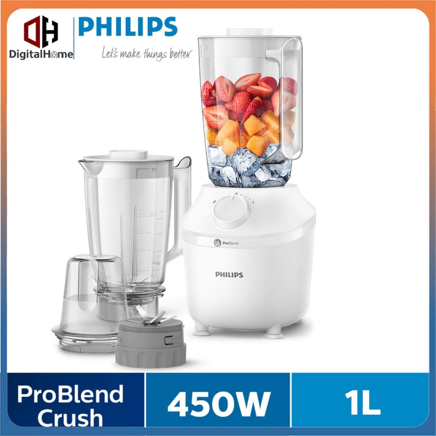 Máy xay sinh tố philips hr2041/50, 450w lưỡi dao xay sắc bén-xay nhuyễn mịn, hàng chính hãng bh 2 năm