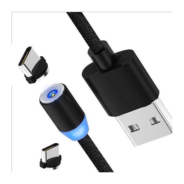 Cáp Sạc Nam Châm 3 Đầu - Xoay 360 Độ Lightning/ Android / Type C