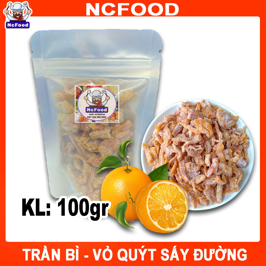 Trần Bì - Vỏ quýt Sấy Đường (100gr) (NCFOOD)