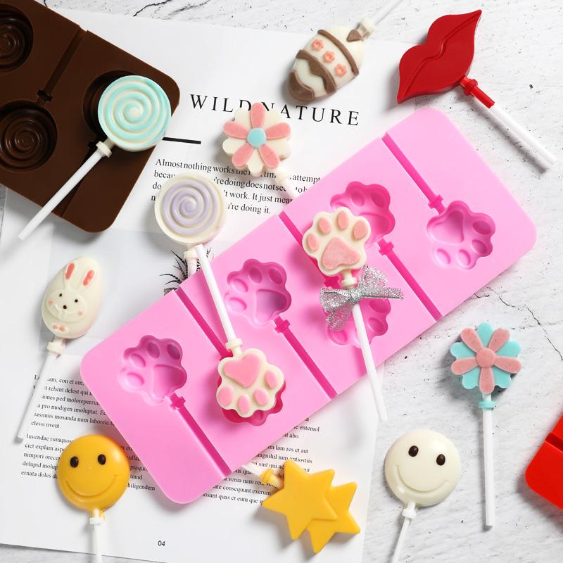 Silicone Lollipop Bộ Tạo Khuôn Hình Hoạt Hình Nhiều Mô Hình Tự Chế Đồ Gia Dụng Tự Làm Thủ Công Sô Cô La Bộ Tạo Khuôn Hình Làm Bánh Kẹo Của Dụng Cụ Mài