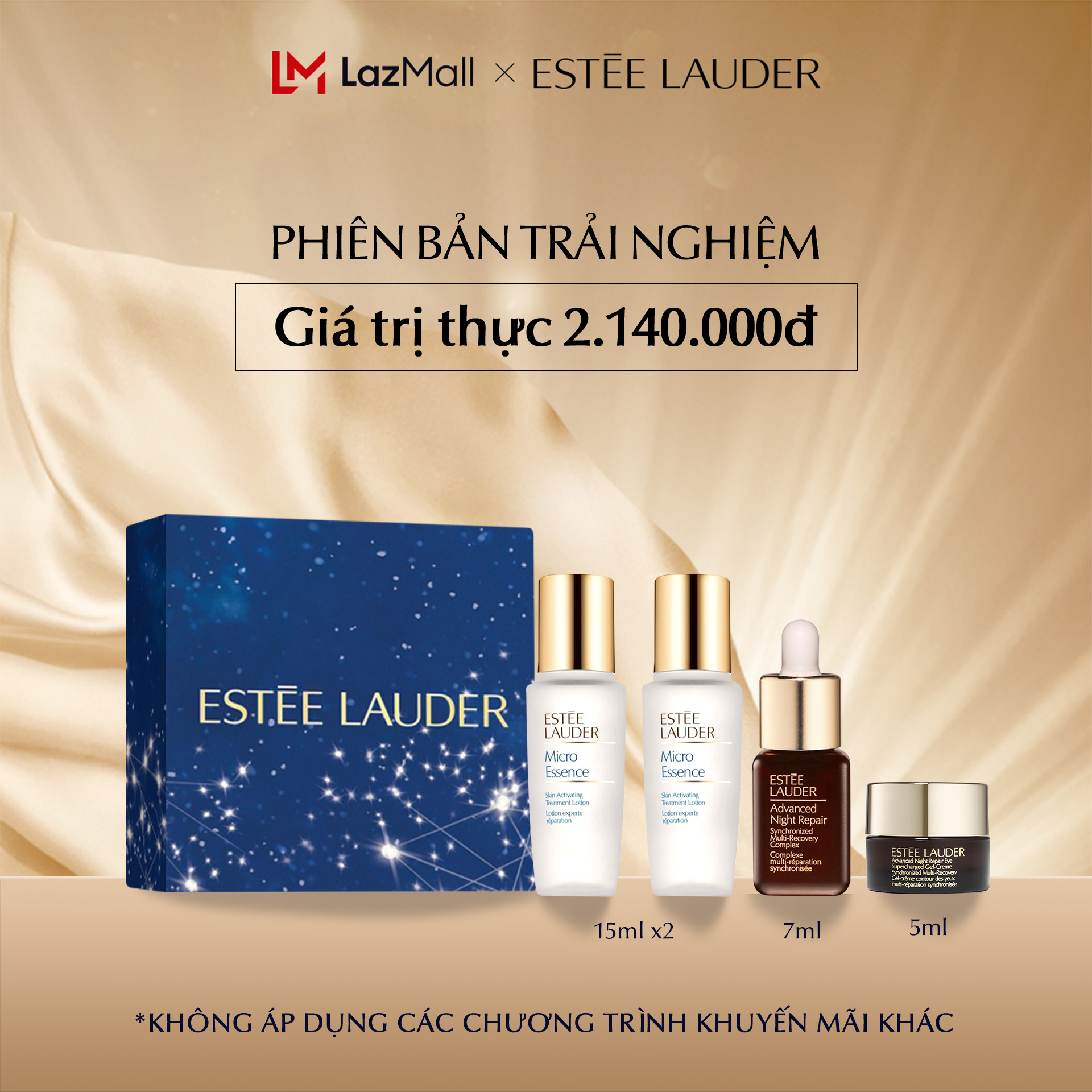 [PHIÊN BẢN TRẢI NGHIỆM] Estee Lauder - Bộ chăm da: 1 Tinh chất phục hồi chống lão hóa Advanced Night Repair Synchronized Multi-Recovery Complex - Serum 7ml, 2 Nước dưỡng Micro Essence 15ml, 1 Kem dưỡng mắt ANR Eye Oracle 5ml