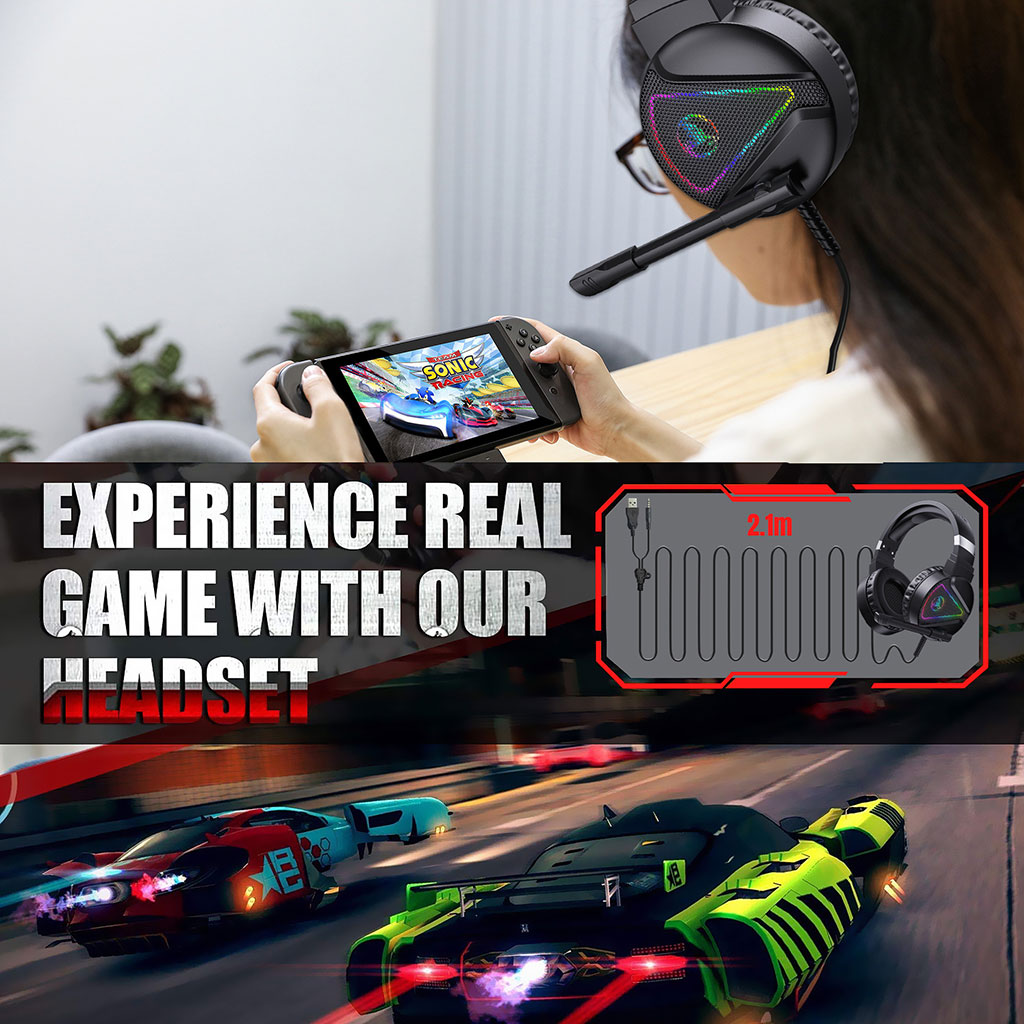 Tai nghe gaming chụp tai HXSJ F16, tai nghe có mic xoay 180 độ, âm thanh 3D, giả lập 7.1 dây dù 1.2m, màng loa bọc da 50mm tai nghe chống ồn, khung thép siêu bền, sử dụng cho cả điện thoại và máy tính -  Hàng Chính Hãng