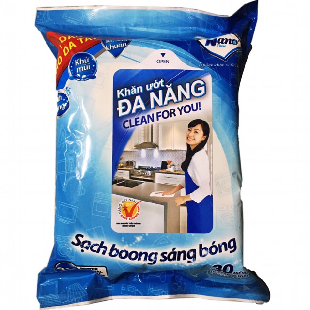 Khăn ướt đa năng 30 tờ Nano(lau bếp ,bàn thờ) siêu sạch