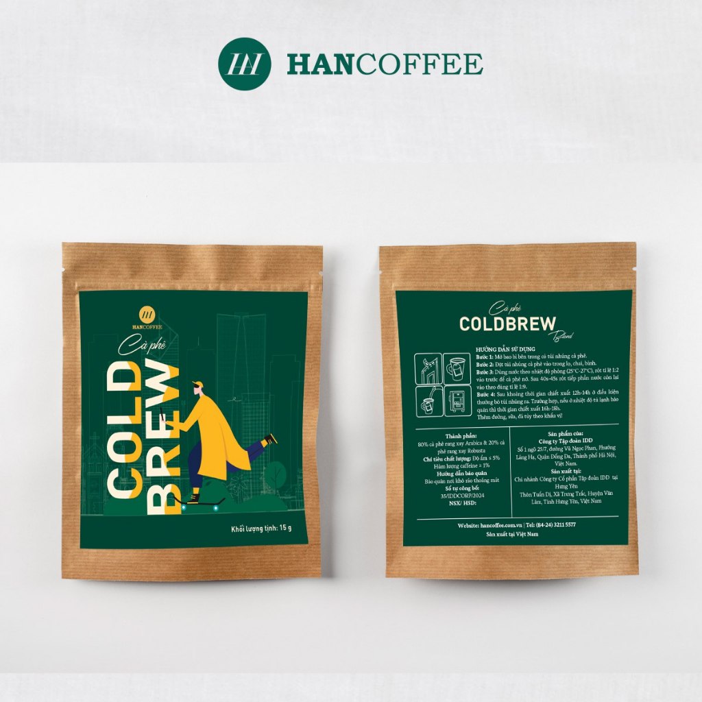 Cà phê Cold Brew HANCOFFEE PREMIUM BLEND hộp 10 x 20g