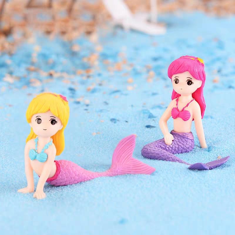 [HCM]Phụ kiện tiểu cảnh nàng tiên cá trang trí terrarium sen đá xương rồng charm slime