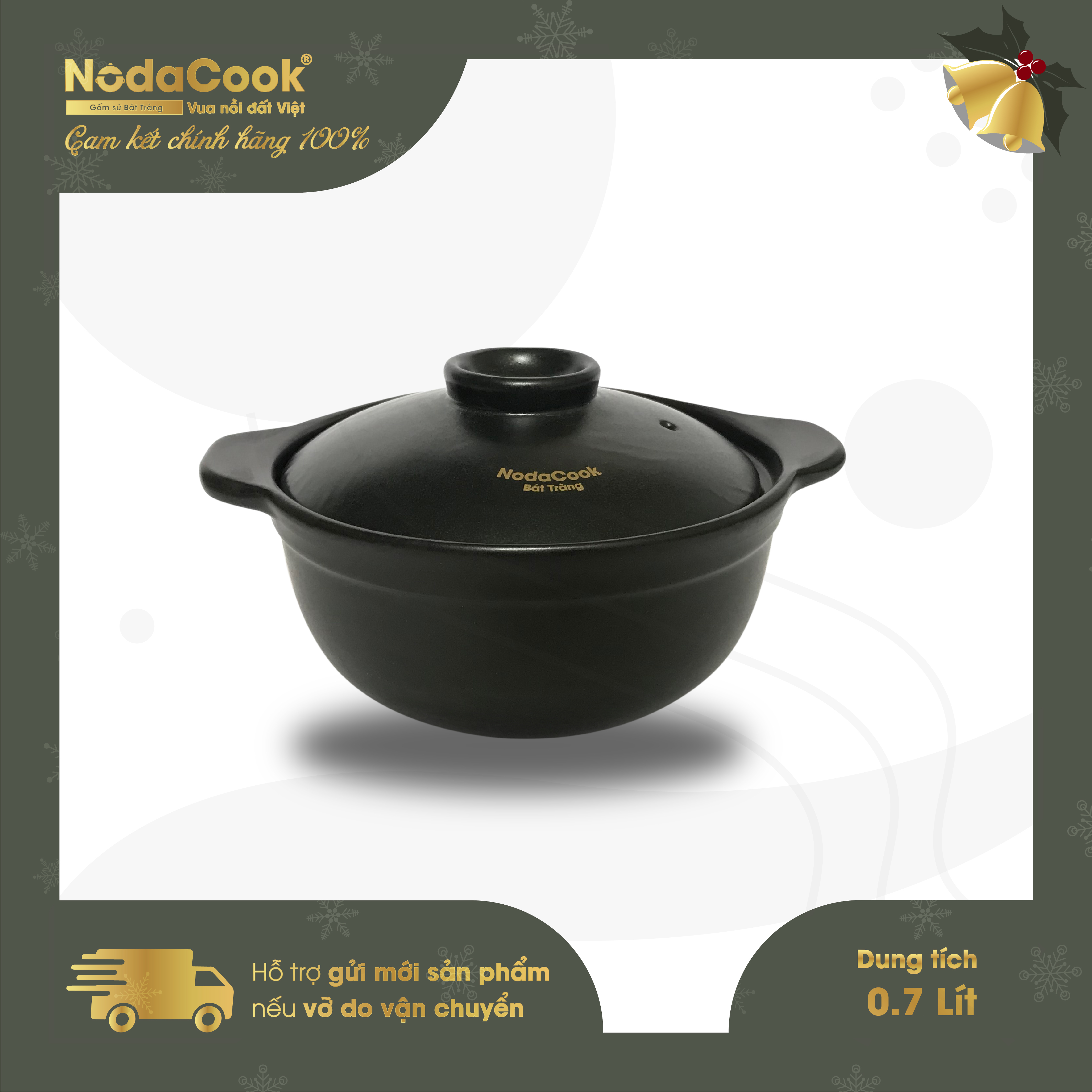 Nồi sứ chịu nhiệt NodaCook 700ml (Đen)
