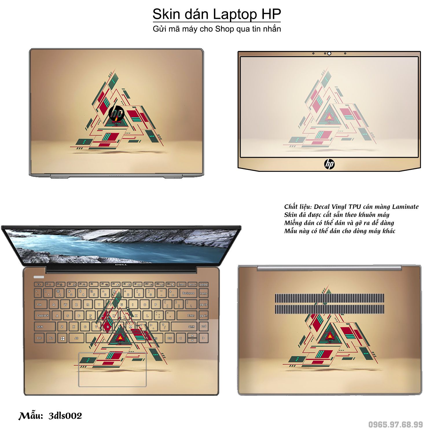 Decal skin dán laptop hp mẫu 3d