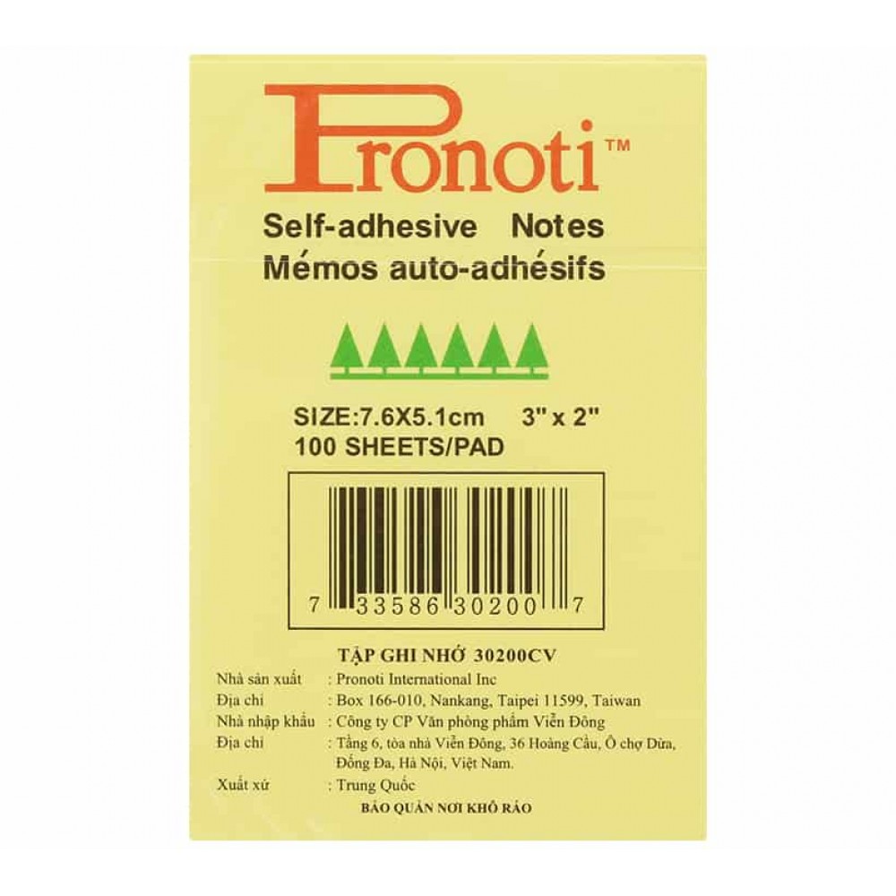 [HCM]2 xấp Giấy note vàng PRONOTI  cỡ 3x3 inch(76x76cm)