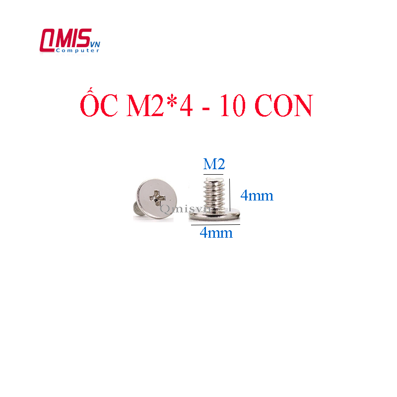 M2*4 - Ốc vít đáy laptop kim loại mạ Niken màu trắng dùng cho linh kiện laptop M2x4 M2 x 4 mm