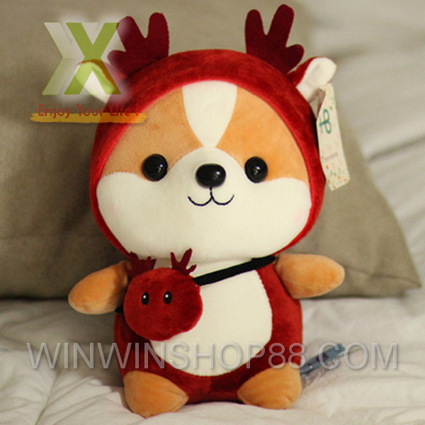 Gấu Bông Chó Shiba Cosplay Mềm Mịn Size Nhỏ 25 Cm