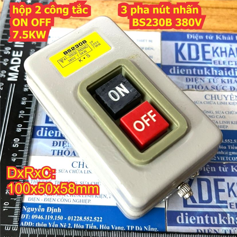 Hộp 2 công tắc 3 pha nút nhấn ON OFF điều khiển động cơ 380V BS211B 1.5KW BS216B 2.2KW BS230B 7.5KW kde3312