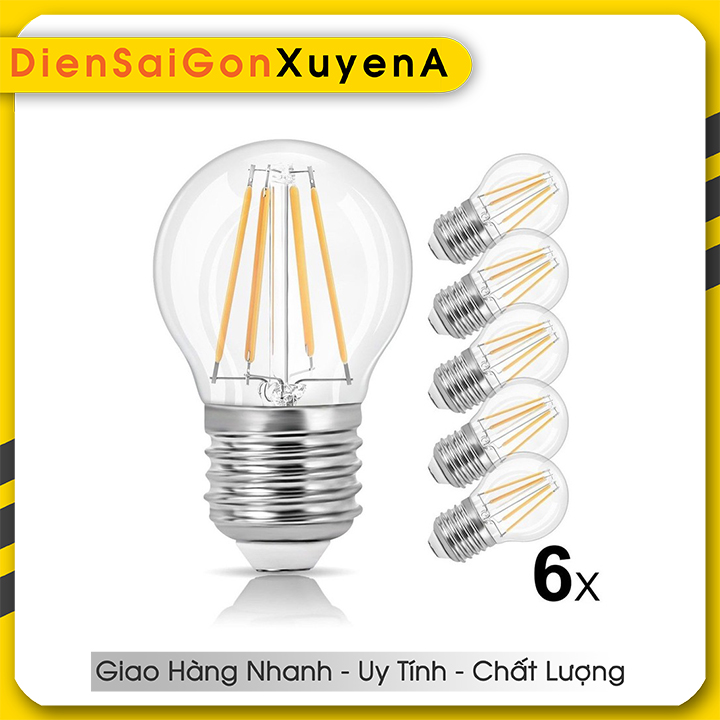 Bộ 6 Bóng đèn tròn trang trí Edison Vintage G45 4W E27