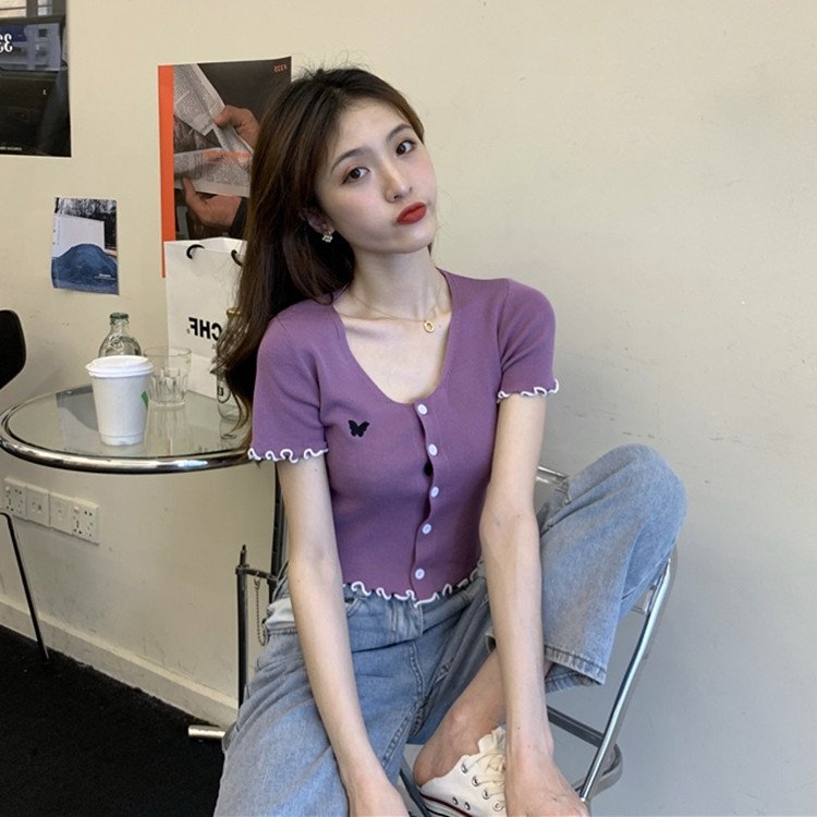 Áo len croptop nữ chất mongtoghi mỏng thoáng mát weekend