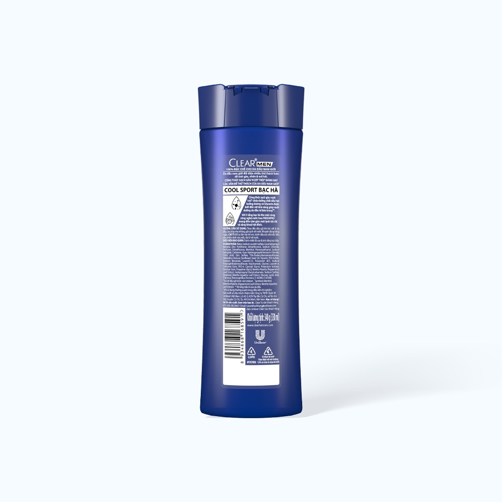DẦU GỘI CLEAR MEN BẠC HÀ 340g