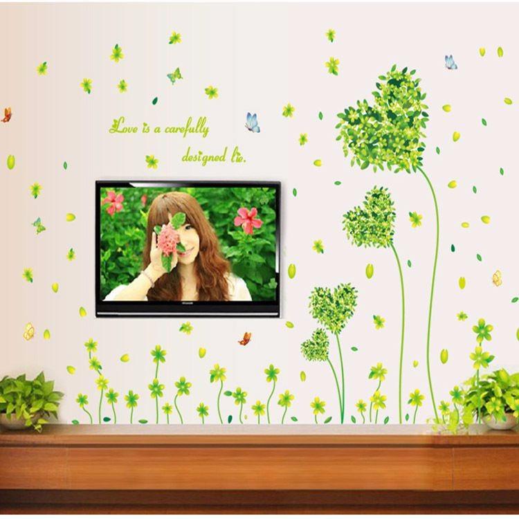 Decal dán  tường mẫu trái tim xanh