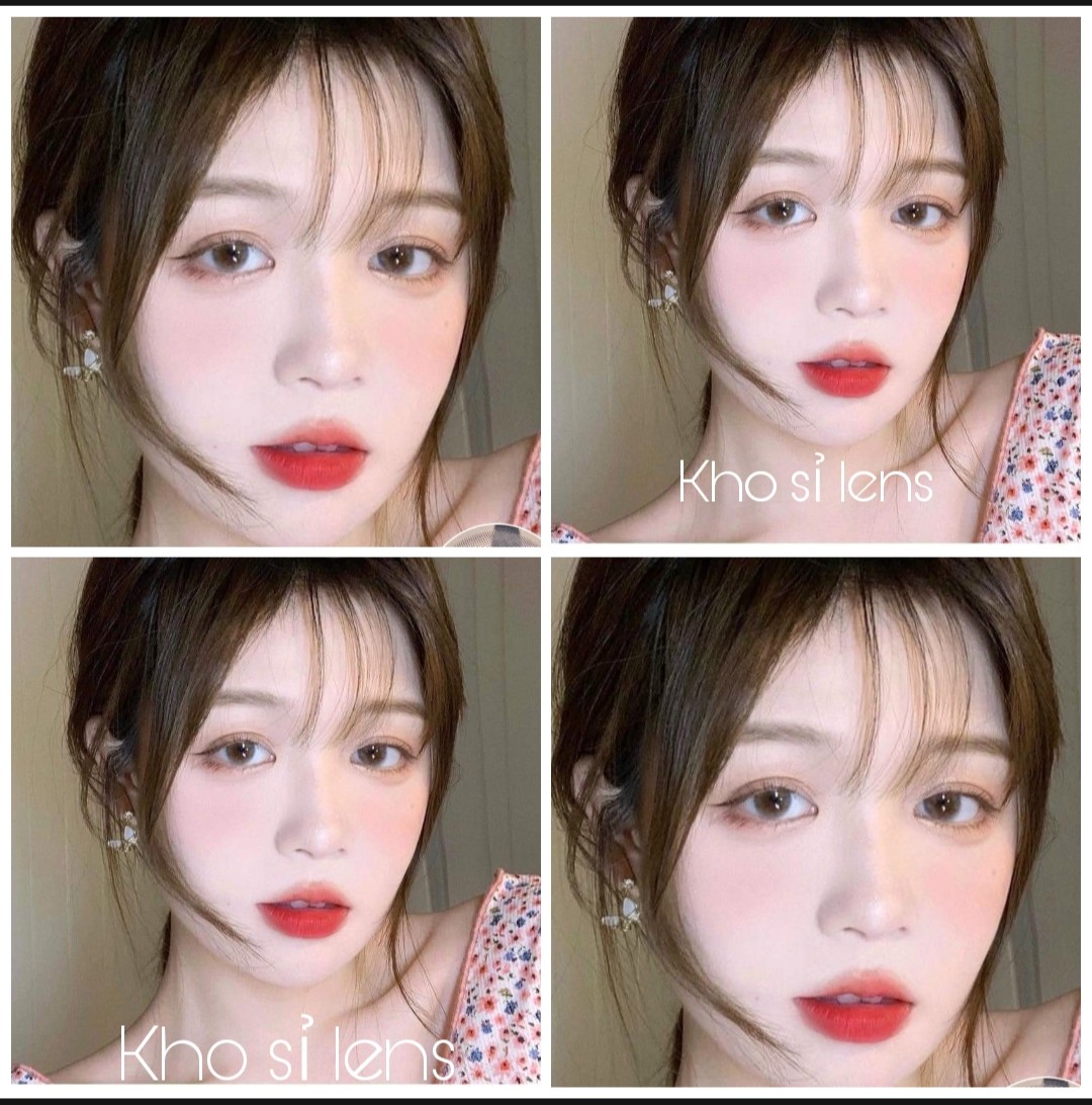 Lens mắt - kính áp tròng xám tự nhiên ko viền ( lens sử dụng 12 tháng) tặng khay - Kho sỉ lens
