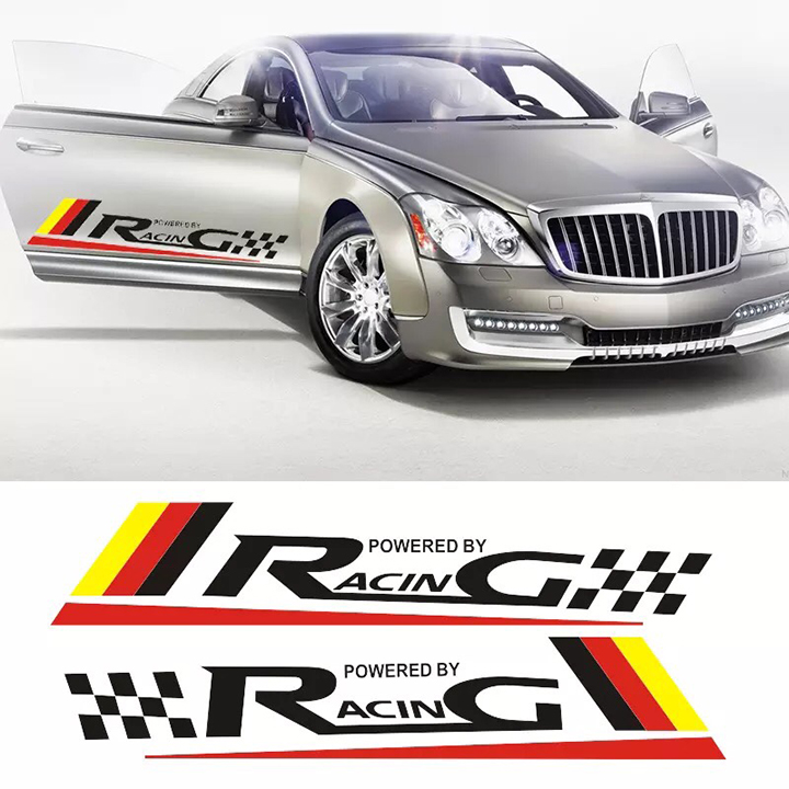Bộ 2 tem dán cửa xe ô tô Racing