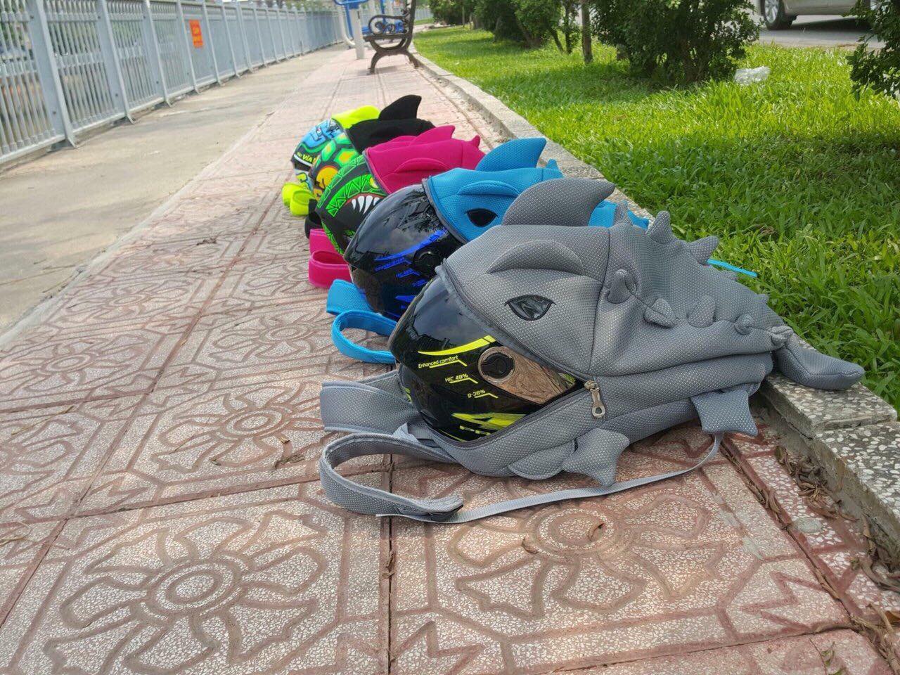 [HCM]Balo khủng long vải lưới màu xám