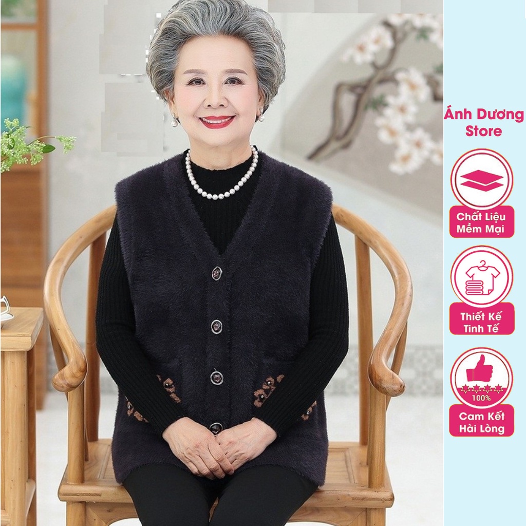 Áo gile len lông cừu cho mẹ cho bà sàn trọng lịch sự
