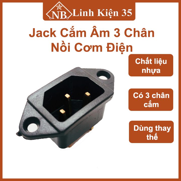 Giắc cắm âm 3 chân nồi cơm điện thay thế jack nguồn nồi cơm, ấm điện siêu tiện lợi