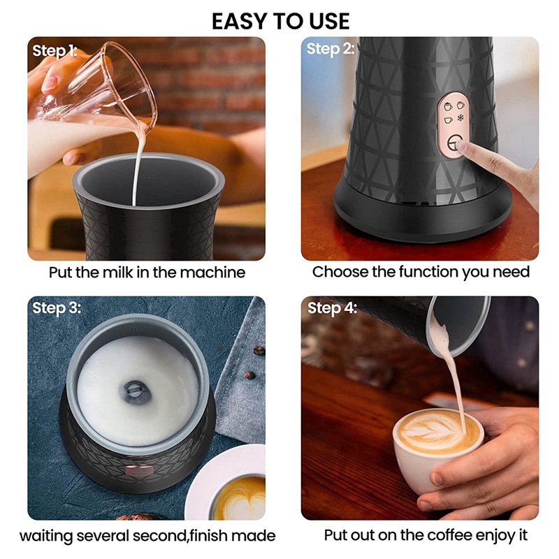 Electric Milk Frother and Steamer, 4In1 Multifunction for Hot & Cold
