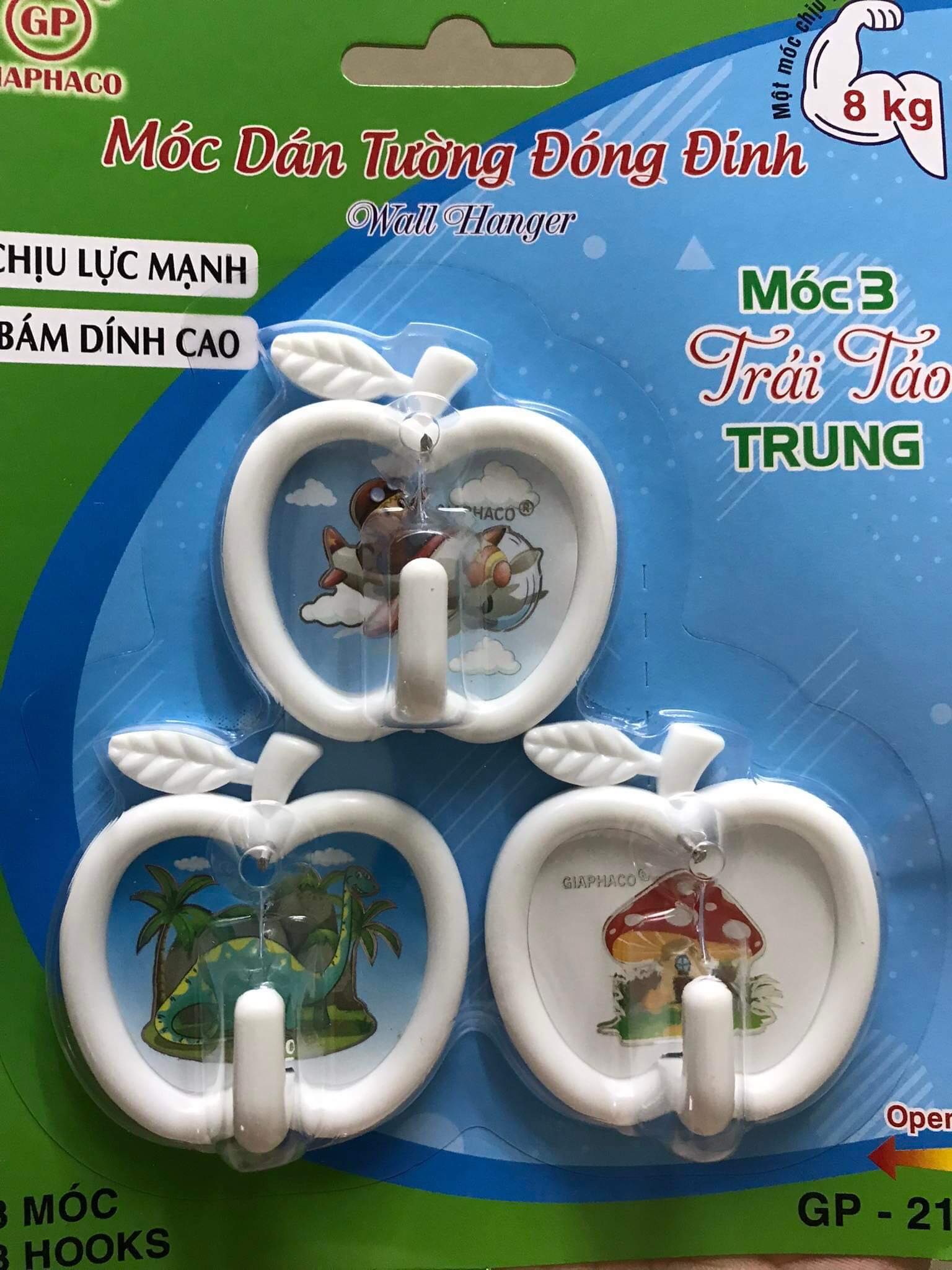 Móc dán tường siêu dính chịu lực 3 kg, móc dán tường vỉ 3 cái