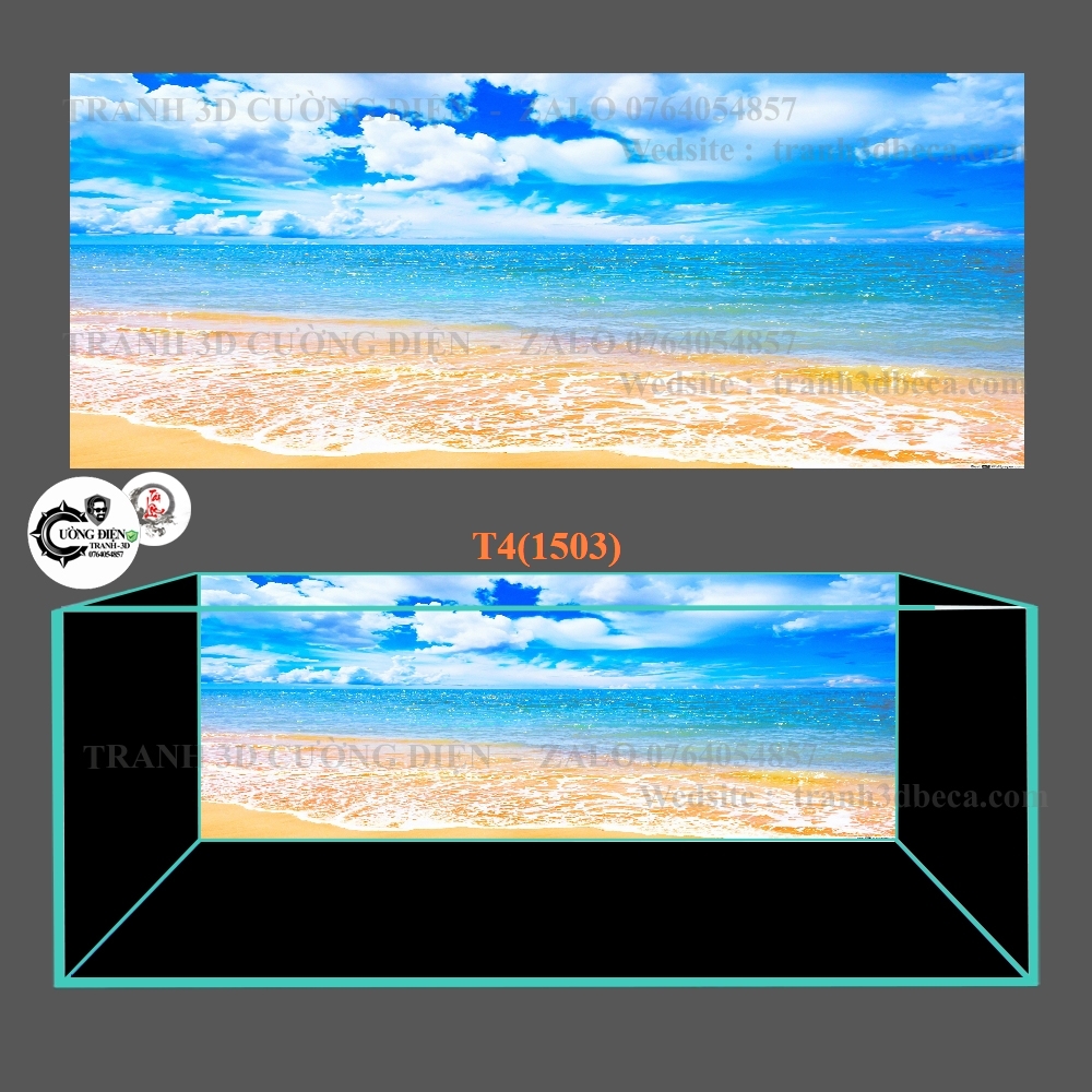 Tranh 3d dán bể cá cảnh - Cường Điện - nhiều kích thướt lựa chọn