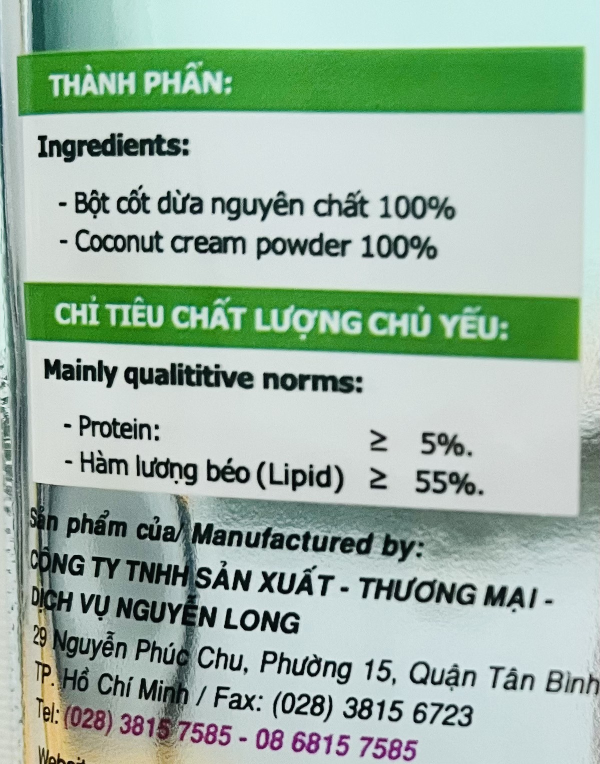 Bột cốt dừa Dragon Nguyễn Long gói (50g)