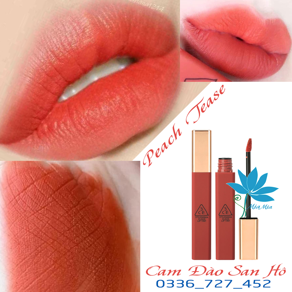 Son Kem 3CE Cloud Lip Tint 4g Siêu Lì Mềm Mịn Như Mây Lên Màu Chuẩn Siêu Xinh Live A Little Pinkalicious Blossom Day Immanence Needful Macaron Red