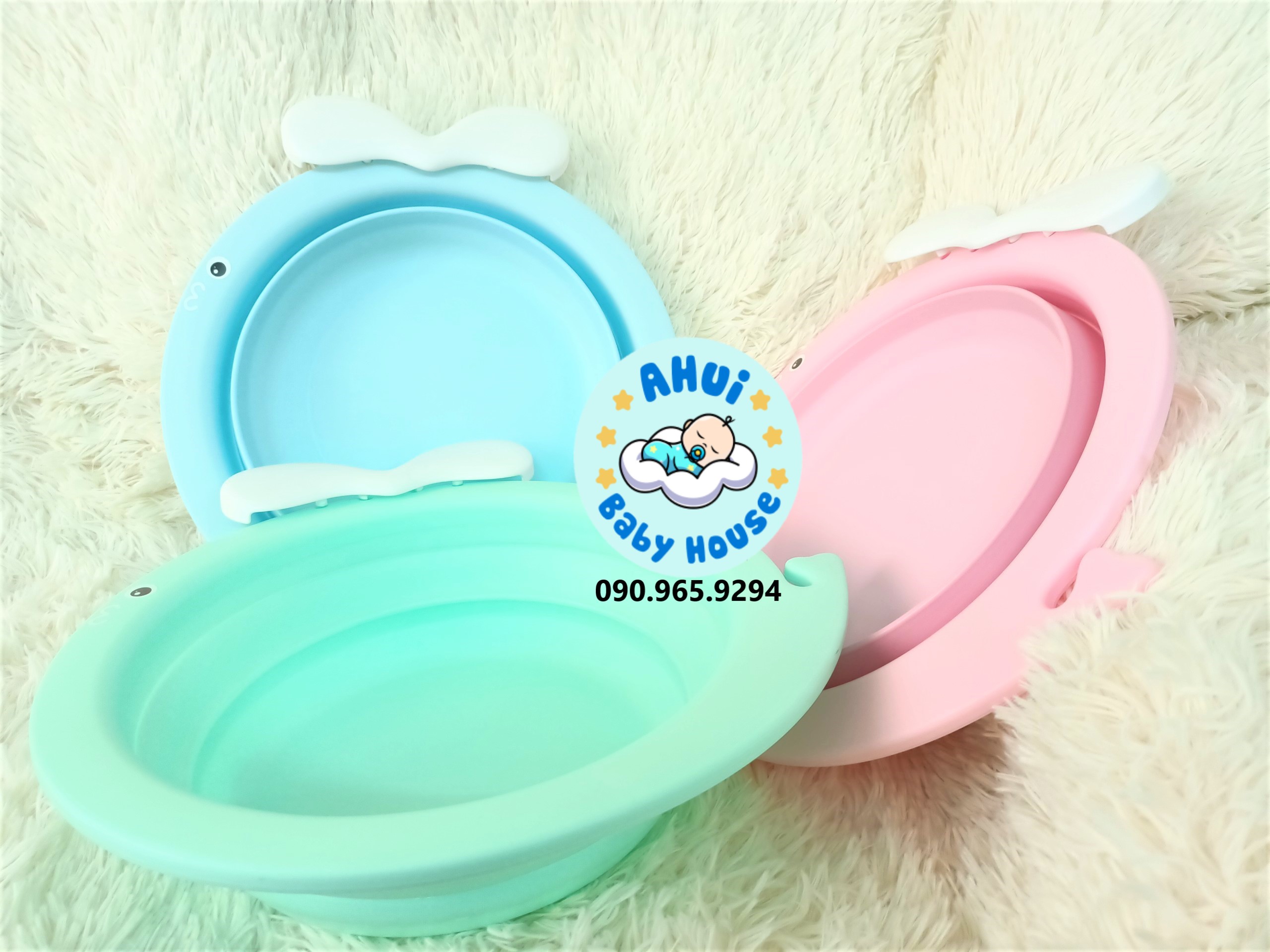 Chậu rửa mặt gấp gọn hình cá heo cho bé