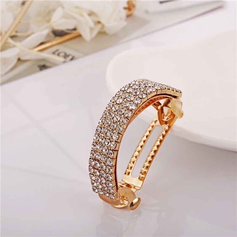 Kẹp Tóc Sau Đầu Đính Đá, Phụ Kiện Tóc Cho Nữ Phong Cách Hàn Quốc