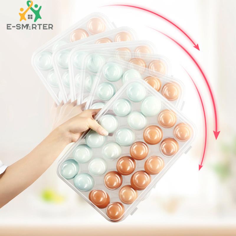 INSOUND Kitchen Egg Holder Refrigerator Egg Storage Bin Stackable Egg Dispenser with Lid (No Certification)