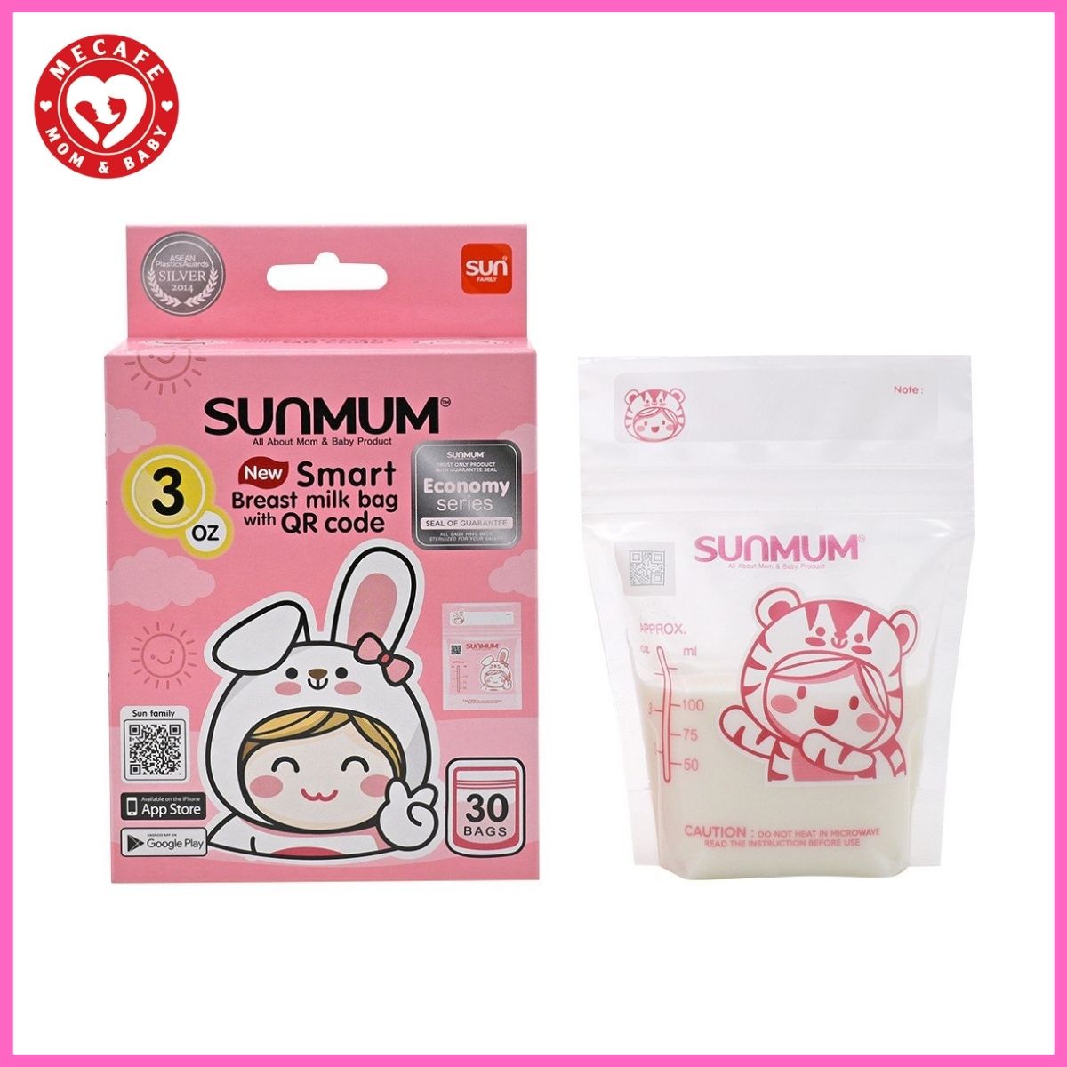Túi trữ sữa sunmum mini 100ml Thái Lan 3 khoá zip (mẫu mới)