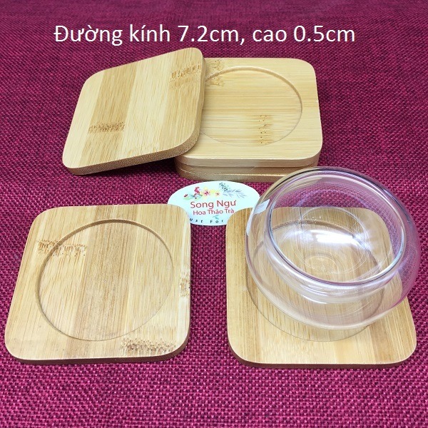 Miếng lót chén (ly) bằng tre nhiều mẫu- SONG NGƯ HOA THẢO TRÀ