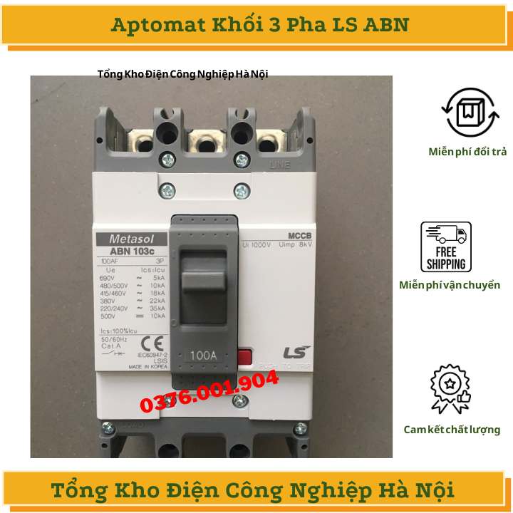 APTOMAT Át khối 3 Pha MCCB LS 3P ABN 20A - 100A