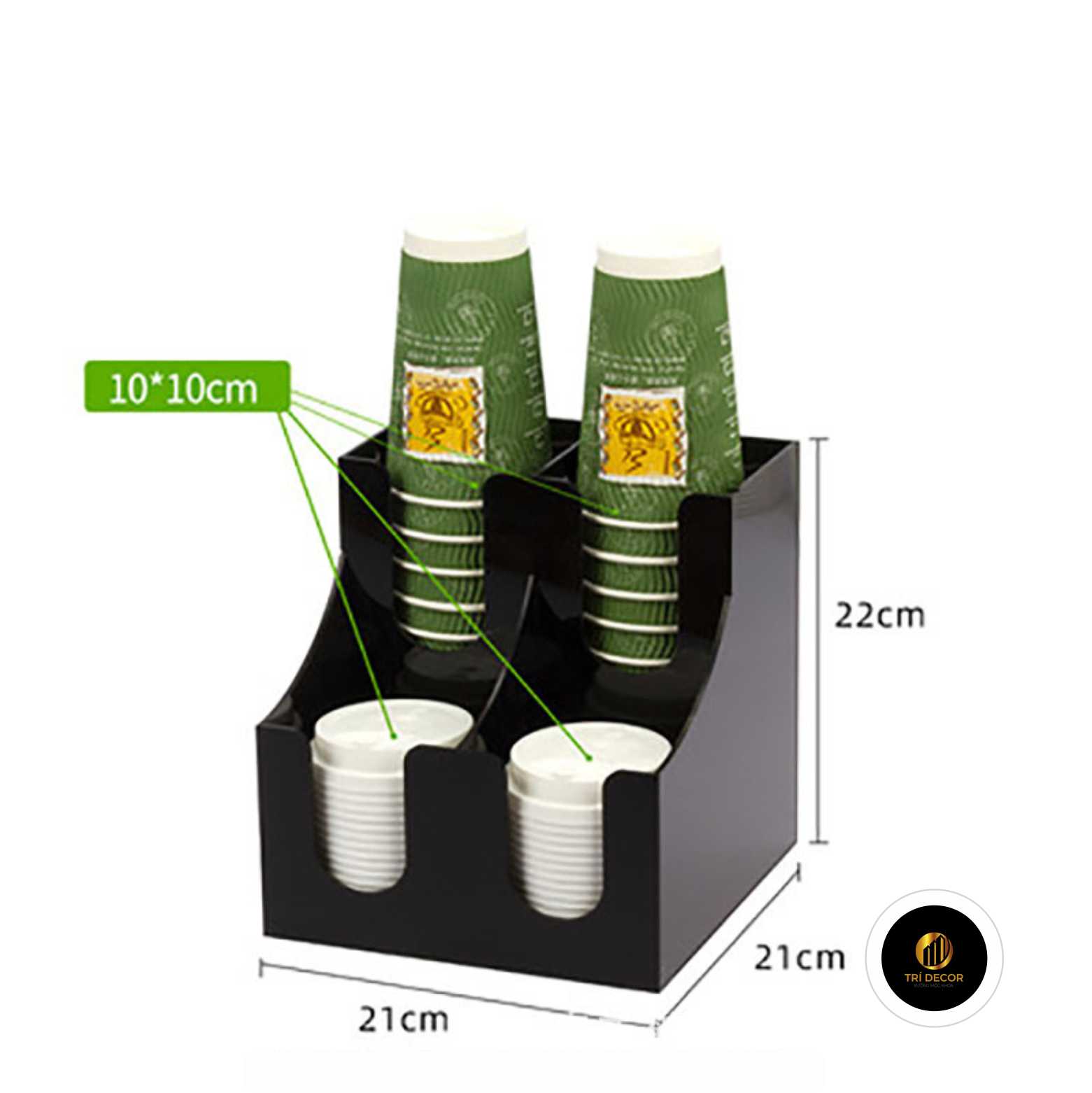 Kệ đựng ly nhựa, Kệ đựng ly cốc trà sữa, trà đào, cốc cafe chất liệu mica 4 ngăn