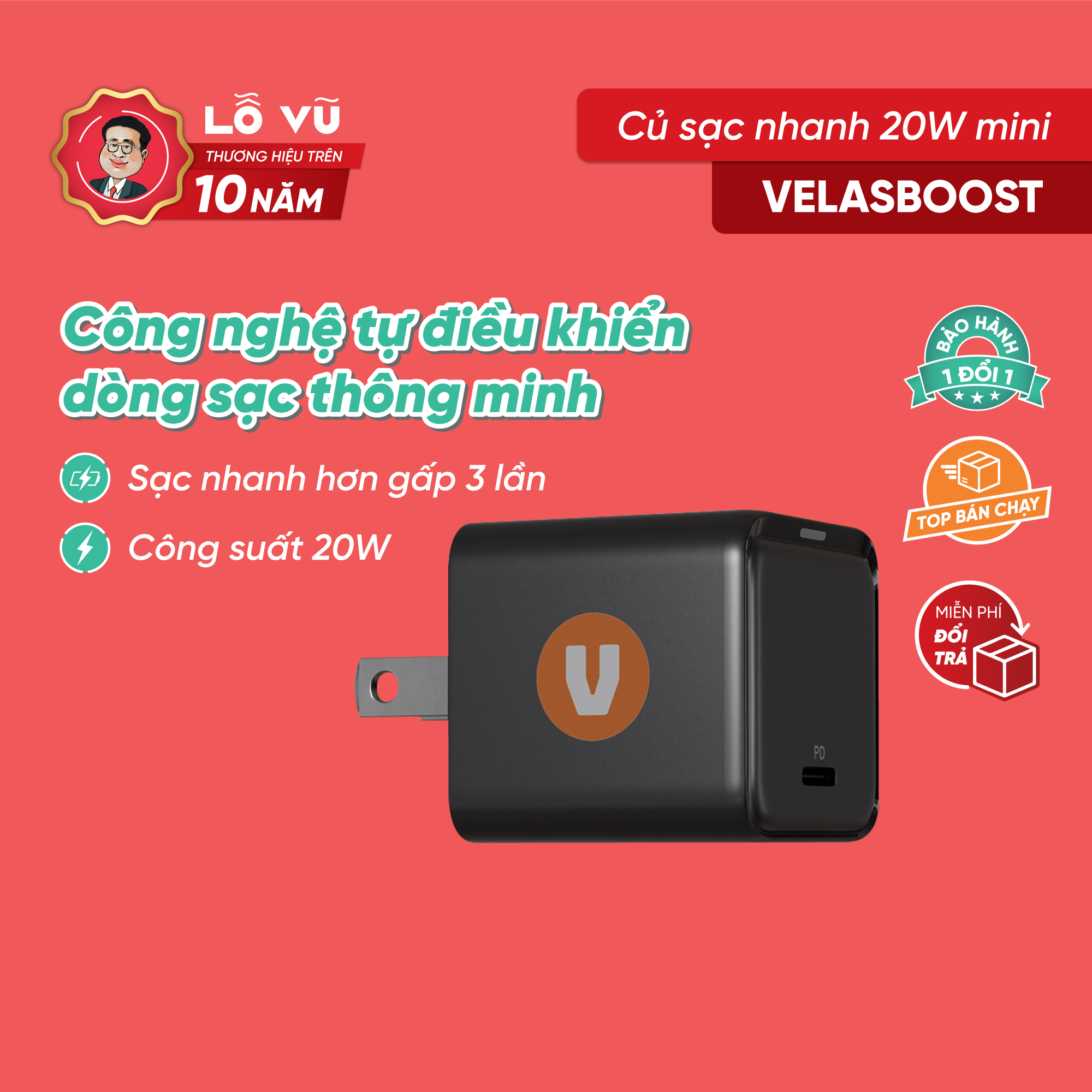 Sạc nhanh velasboost n93 20w - mini