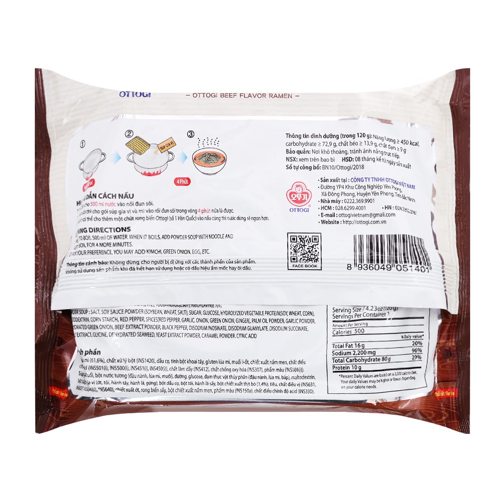 Combo 5 gói Mì Bò Hầm Otoki 120g