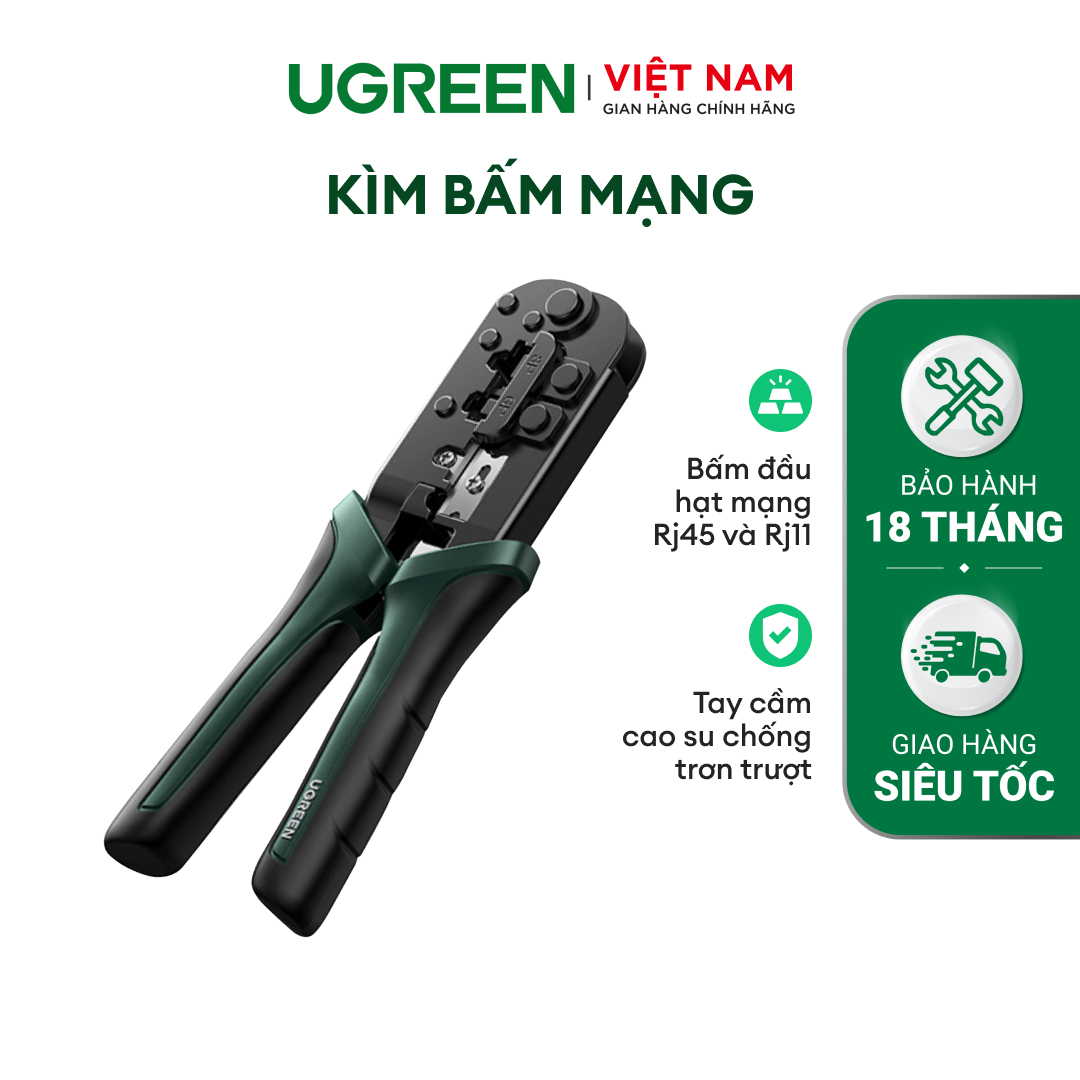 Kìm bấm mạng UGREEN NW136 NW168 | Bấm đầu hạt mạng Rj45 và Rj11 | Tay cầm cao su chống trơn trượt | Bảo hành 18 tháng | 70683 10952