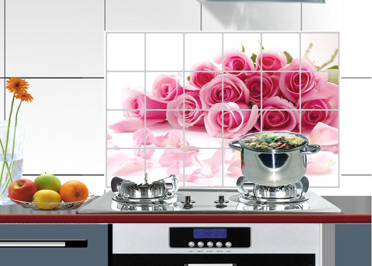 Decal dán bếp tráng nhôm - Hoa Hồng mỏng