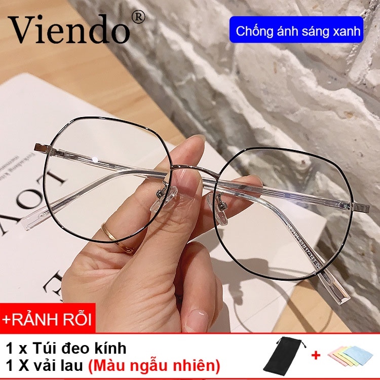 Mắt kính gọng tròn kim loại Đổi Màu chống ánh sáng xanh thời trang