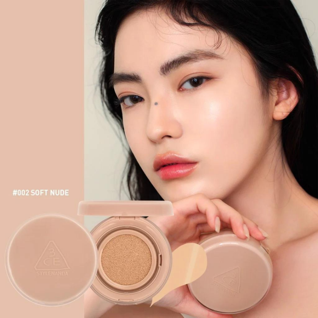 Phấn nước 3ce glow cushion spf50+ pa+++ 15g màu 001 002 căng bóng sáng mịn dễ tán