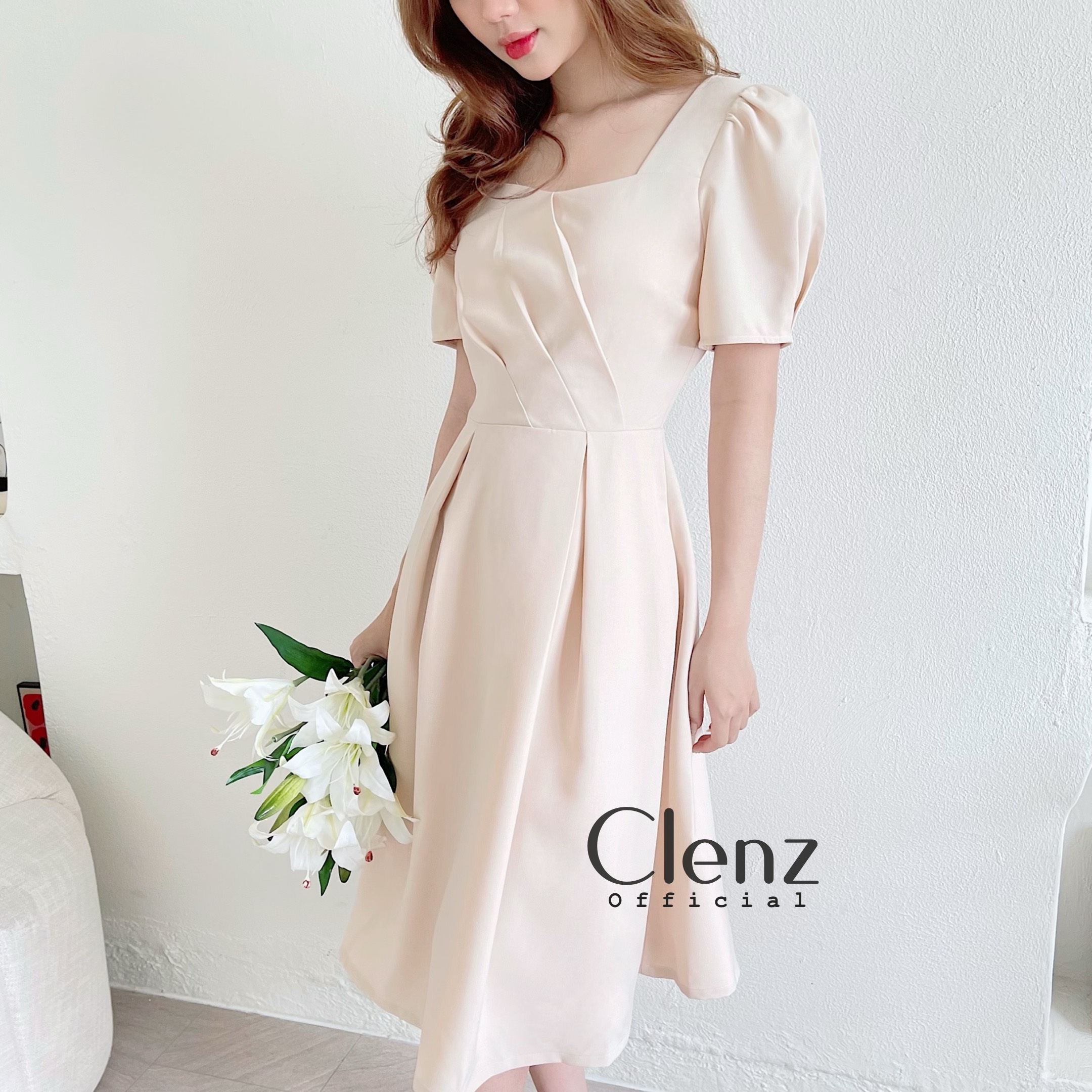[ Clenz - Váy thiết kế cao cấp ] Đầm nude dáng dài dự tiệc dạo phố D09