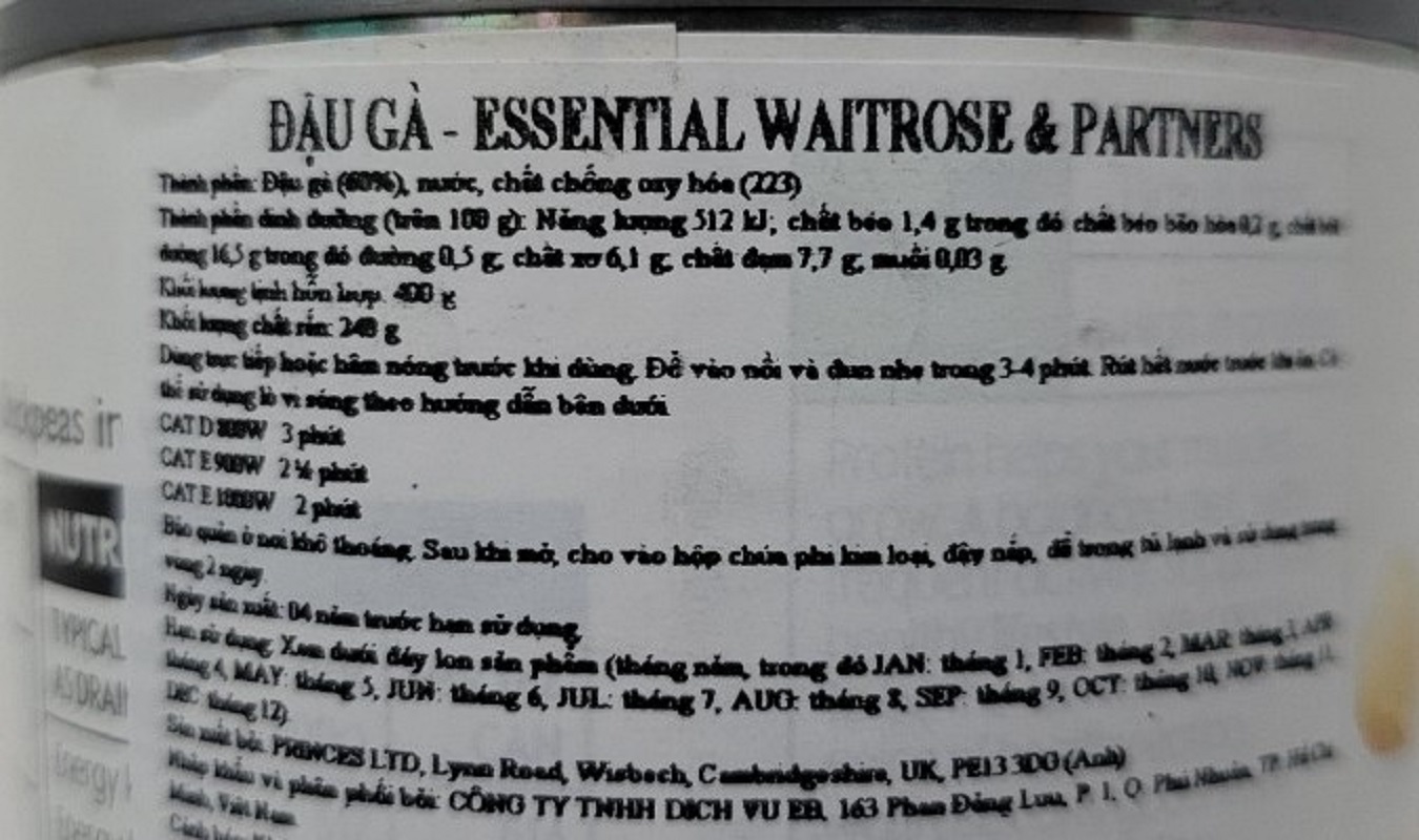 [Hộp 400g] ĐẬU GÀ (ĐẬU RĂNG NGỰA) [U.K] WAITROSE (Garbazo) Chick Peas (atp)