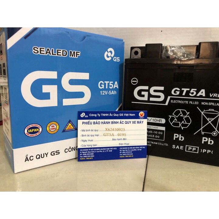 Bình Ắc quy xe máy GS GT5A ( 12v - 5Ah )
