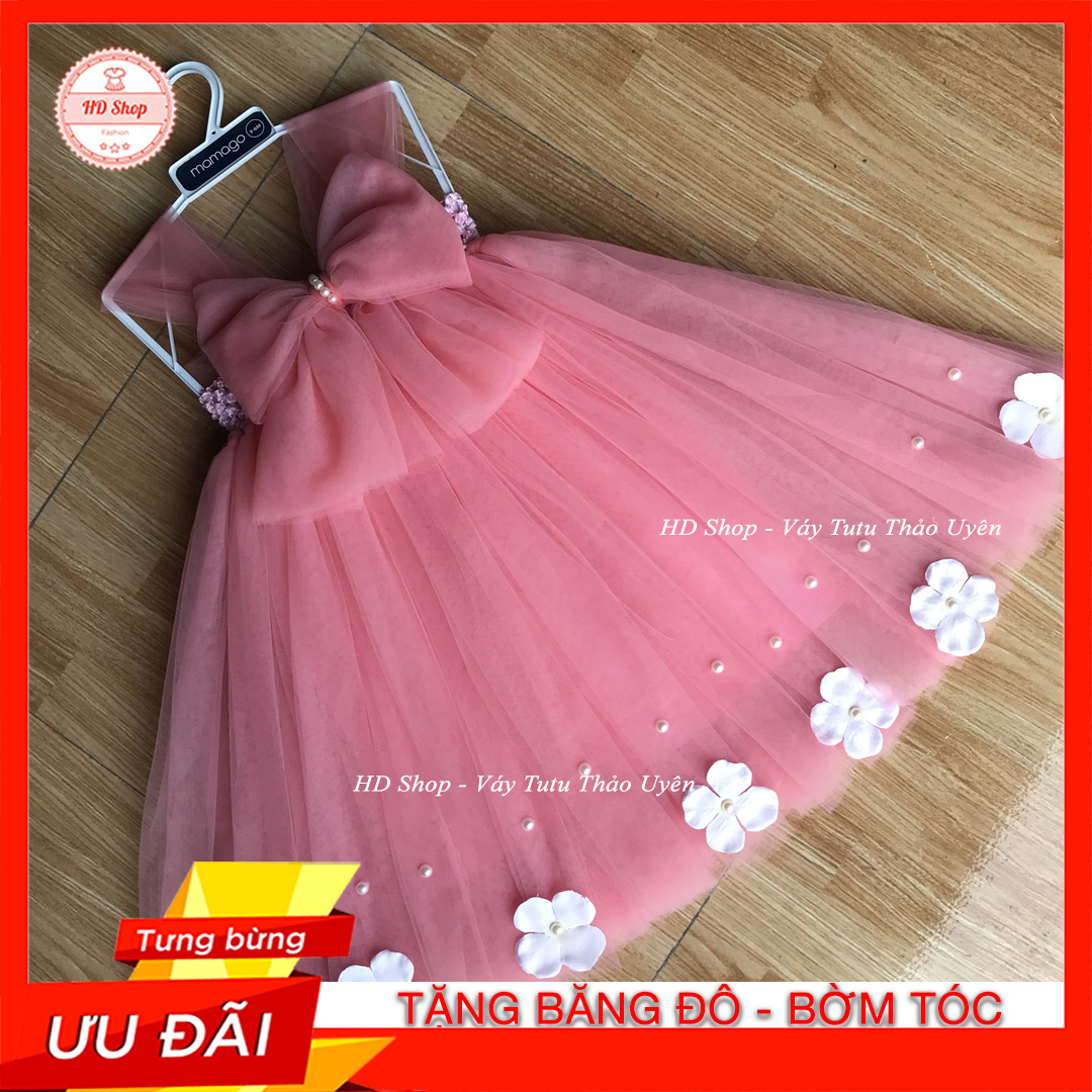 Váy bé gái cổ sen tay bông hoa nhị hồng M20HCM (3Y)